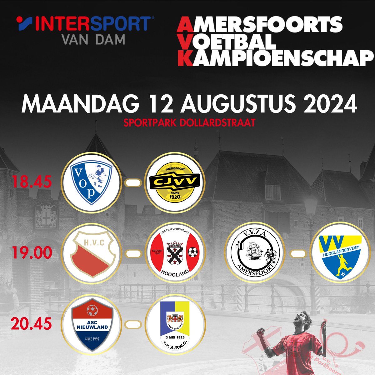 De wedstrijden van vandaag @intersportvandam #AVK033 <a href="/vvVOP/">vv Voor Ons Plezier</a> <a href="/CjvvA/">CJVV Amersfoort</a> #HVC <a href="/VVHoogland/">VV Hoogland</a> <a href="/vvzaamersfoort/">VVZA Amersfoort</a> <a href="/vvhlv/">vv Hooglanderveen</a>  <a href="/ascnieuwland/">ASC Nieuwland</a> <a href="/apwc1/">APWC</a>