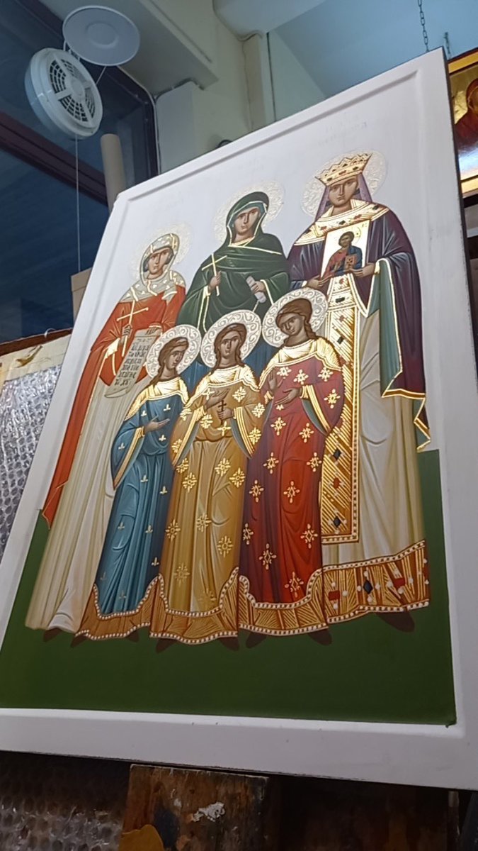 The latest icon for St. Katherine is almost ready to be installed in the Προσκυνητάρια.￼