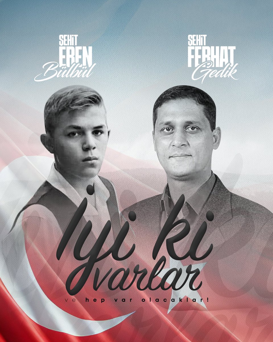 Şehadetlerinin 7. yılında kahraman evladımız Eren Bülbül ve Astsubay Ferhat Gedik'i rahmet ve minnetle anıyoruz. 🇹🇷