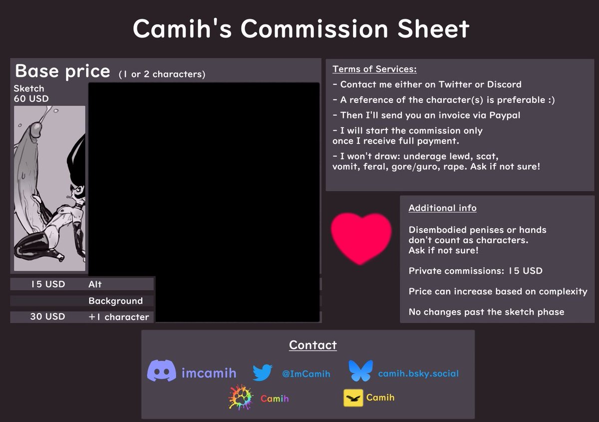 Hii I've never done this but I'm in dire need of money.
I'm offering sketches SFW or NSFW:
1 or  2 characters is 60USD
3+ characters is 30USD per added character.
Alts are 15 USD.