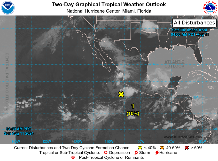 LimWeather's tweet photo. D89 EPAC #HurricaneSeason2024 8am EDT
#Invest98E has a 10% chance to become a TC in 2 and 7 days, likely to stay away from landmasses like #Mexico
#Wxtwitter #Wxx #Tropicswx #HurricaneSeason #Invest98E #EP98 #98E #Gilma https://t.co/NX16Jw4qzY