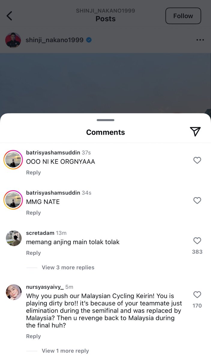 AkeemSharyzal's tweet photo. Player yang jatuhkan Shah tu dah kena hentam weh dengan netizen dekat IG! https://t.co/hrZeTpoz6U
