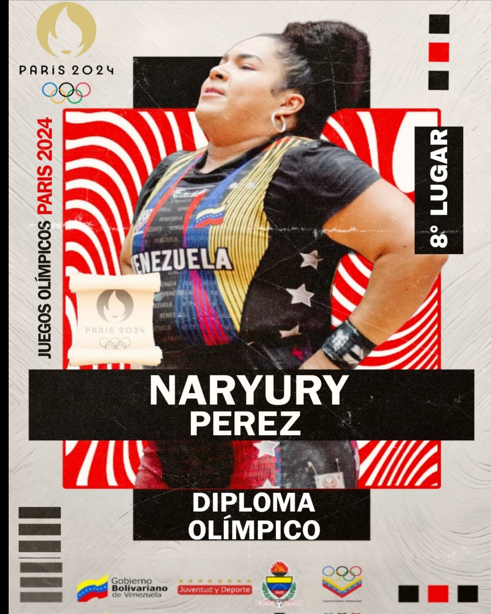 🌟💪 ¡Grande Naryury! Tu participación en los Juegos Olímpicos de París 2024 ha sido una muestra impresionante de talento y dedicación. Agarrar ese Diploma Olímpico es un logro monumental que refleja todo el esfuerzo, sacrificio y pasión que has puesto en este camino. 🏋️‍♀️🇻🇪