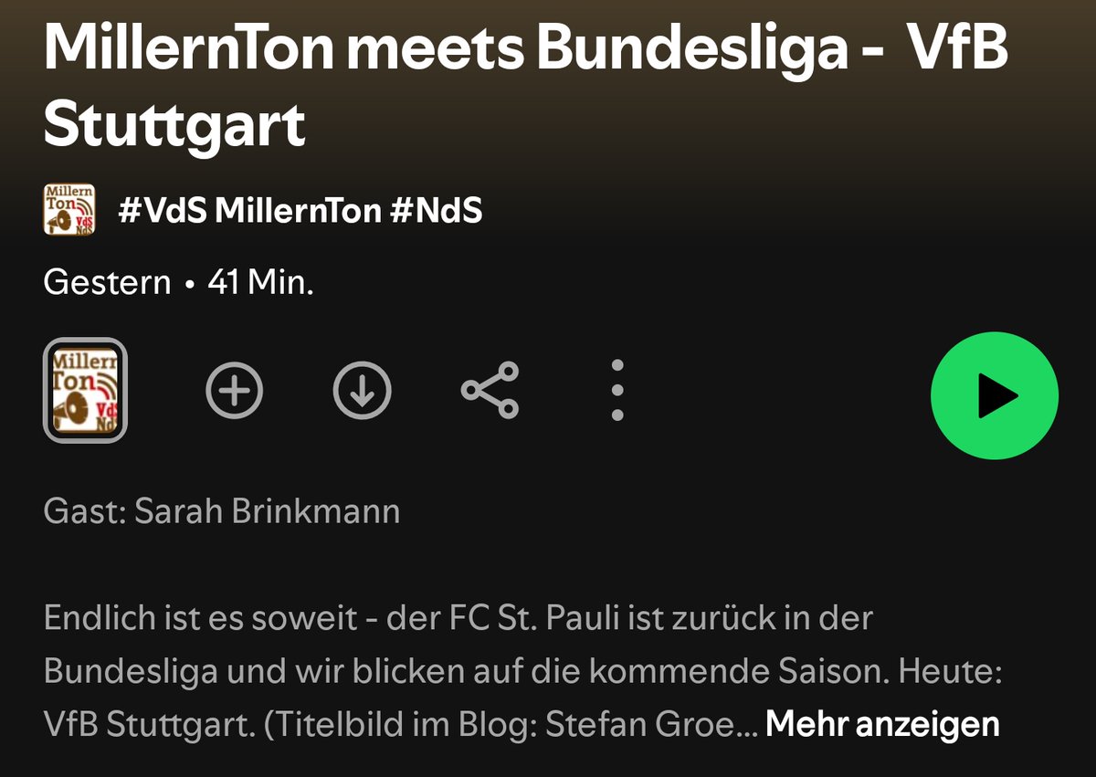 sarah 🌈✨ (@1893sarah) on Twitter photo ich durfte bei den sehr lieben Menschen des <a href="/MillernTon/">MillernTon</a> Podcast zu Gast sein und den VfB vorstellen. Ich hoffe, ich hab uns würdig vorgestellt 😁 ich freu mich, wenn ihr mal reinhört 🫶🏼
open.spotify.com/episode/5dEuJK… ich durfte bei den sehr lieben Menschen des <a href="/MillernTon/">MillernTon</a> Podcast zu Gast sein und den VfB vorstellen. Ich hoffe, ich hab uns würdig vorgestellt 😁 ich freu mich, wenn ihr mal reinhört 🫶🏼
open.spotify.com/episode/5dEuJK…