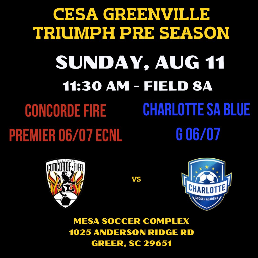 Concorde Fire 06/07 Premier ECNL (@cf06premierecnl) on Twitter photo 🔥Day two of CESA Friendlies🔥
Come out and watch us play today!
<a href="/ConcordeSoccer/">Concorde Fire Soccer</a> <a href="/ImYouthSoccer/">ECNL/GA/Recruiting/College Soccer</a> <a href="/ECNLSoutheast/">ECNL Southeast Girls</a> <a href="/ImCollegeSoccer/">College Soccer Truth ™</a> <a href="/ECNLgirls/">ECNL Girls</a> 🔥Day two of CESA Friendlies🔥
Come out and watch us play today!
<a href="/ConcordeSoccer/">Concorde Fire Soccer</a> <a href="/ImYouthSoccer/">ECNL/GA/Recruiting/College Soccer</a> <a href="/ECNLSoutheast/">ECNL Southeast Girls</a> <a href="/ImCollegeSoccer/">College Soccer Truth ™</a> <a href="/ECNLgirls/">ECNL Girls</a>