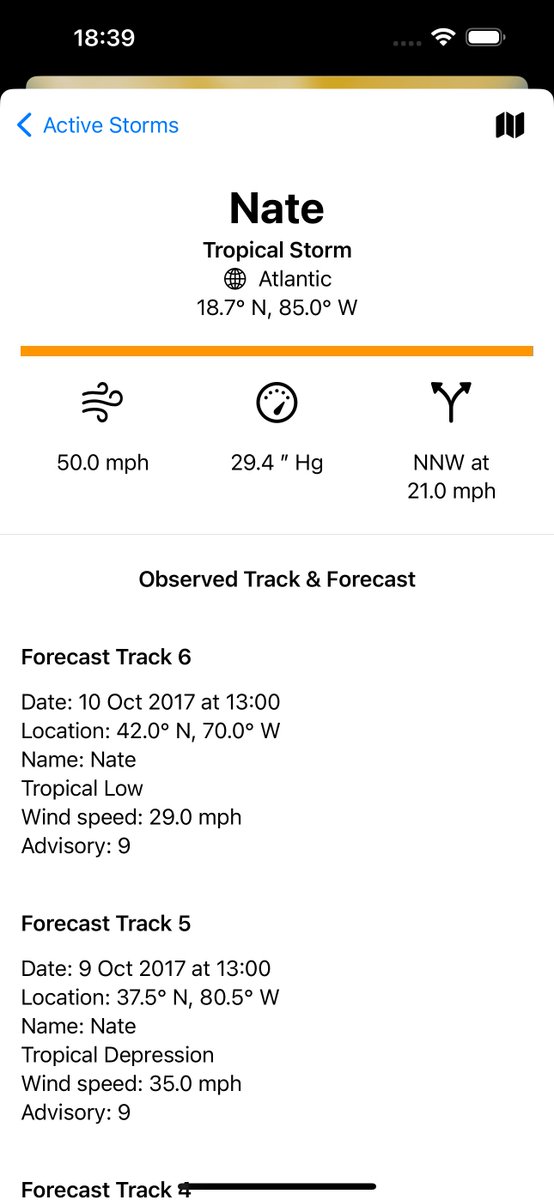 WeatherGodsApp's tweet photo. Weather Gods 4.7.0 is now hitting the App Store with Tropical Storms &amp; Historical Tropical Storms (all the way back to 1851). These new features are part of the Premium subscription package. #tropicalstorm #hurricane https://t.co/ohQxuTX6k1