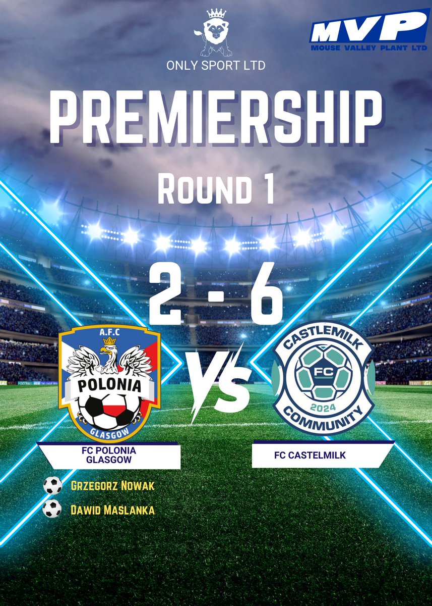 poloniaglasgow's tweet photo. Rough start to the season opener. We take a 2-6 beating from Castelmilk, despite a tight first half that ended 2-2. The second half was all theirs, and they ran away with it. Big shoutout to all our fans who showed up to back us—we’re sorry we couldn’t deliver.
#mamywspólnycel https://t.co/4BRdo5bZMl