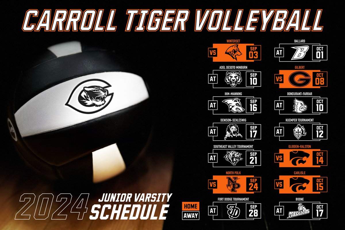 TigerVisionCHS's tweet photo. 2024 Carroll Tiger Volleyball Schedules https://t.co/yVRLS7iv3S