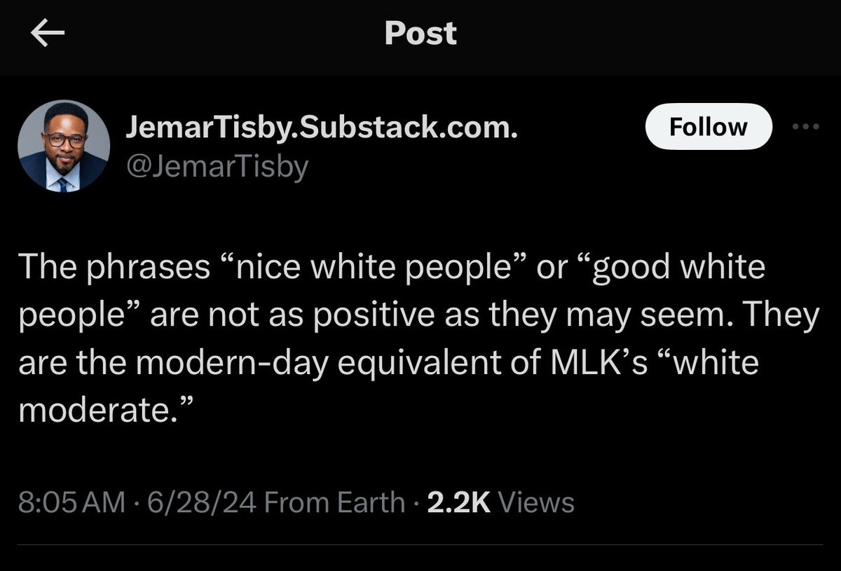 LauraLoomer's tweet photo. EXCLUSIVE:

One of the speakers listed by @KamalaHarris’s coalition “Evangelicals for  Harris” @Evangels4Harris who has been embraced by the campaign is @JemarTisby Jemar Tisby, a black supremacist, anti-white racist author who thinks White People are inherently bad and evil. 

According to Jemar Tisby, 30% of Christians are white nationalists analogous to the KKK. Jemar said, “In today's terms, moderate believers in white Christian nationalism...together with the
"adherents" make up nearly 30 percent of the..population."

This is a very radical thing to say. Why is @KamalaHarris embracing a man who said 30% of the White Christian population in America are akin to the KKK? 

As you can see from the post below, Jemar once said that “nice white people” and “good white people” are not positive. 

He also said black men should be wary of thinking “cordial relationships with white people” is a sign of racial progress. 

Jemar Tisby is an anti white Racist who wants white people kicked out of the church. 

Why is @KamalaHarris platforming a black supremacist who preaches hatred against White people? As you can see from the screenshot below, Harris’s Presidential campaign replied to Jemar’s tweet and said, “we are thrilled to have you. Time to get this done together”.

Jemar’s idea of democracy is forcing white people to pay reparations. He has said so himself. 

Kamala Harris’s policies are racist. 

RECEIPTS👇🏻

Cc: @TeamTrump