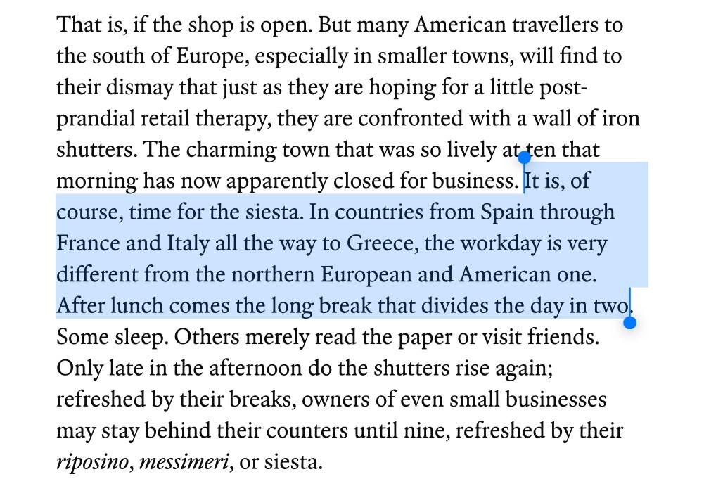 elenamanso_'s tweet photo. Sorry, but as a Spaniard I must say that what this article affirms is simply not true.

No, Spaniards (let alone Southern Europeans in general) DON'T take siestas in the midst of working hours.

And they never have. https://t.co/So60casnLp