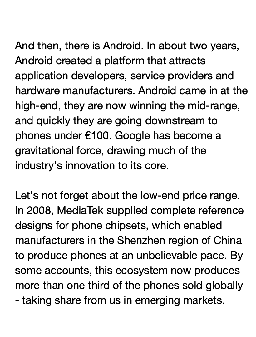 Nokia CEO: "our platform is burning"

February 2011