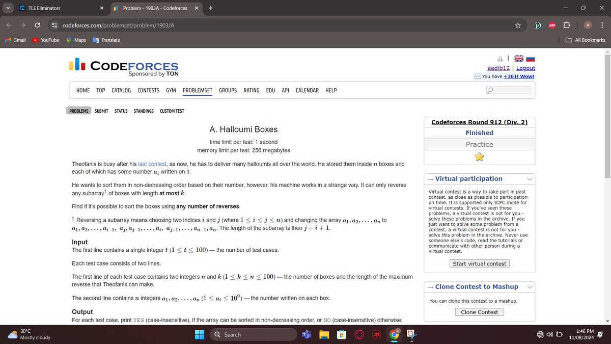 code_with_AB's tweet photo. Day 16
Solved question 11 (container with most water) and 16 (3 sum closest)

Day 17
Solved 2 codeforces (800 rating) problems and gave the div 1 &amp; 2 contest, ngl codeforces is challenging.

#leetcode #consistency https://t.co/KgffnqL8NO