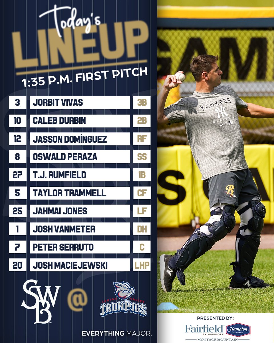 SWB RailRiders (@swbrailriders) on Twitter photo Serruto Sunday Sayonara. 😎
🎙️ RailRiders Radio Network // Listen Live: loom.ly/d2kEitg
📺 Watch for free on <a href="/ballylivenow/">Bally Sports Live</a> and milb.tv
Today's lineup is presented by <a href="/FairfieldHotels/">Fairfield by Marriott</a> and <a href="/HamptonByHilton/">Hampton by Hilton</a>. Serruto Sunday Sayonara. 😎
🎙️ RailRiders Radio Network // Listen Live: loom.ly/d2kEitg
📺 Watch for free on <a href="/ballylivenow/">Bally Sports Live</a> and milb.tv
Today's lineup is presented by <a href="/FairfieldHotels/">Fairfield by Marriott</a> and <a href="/HamptonByHilton/">Hampton by Hilton</a>.