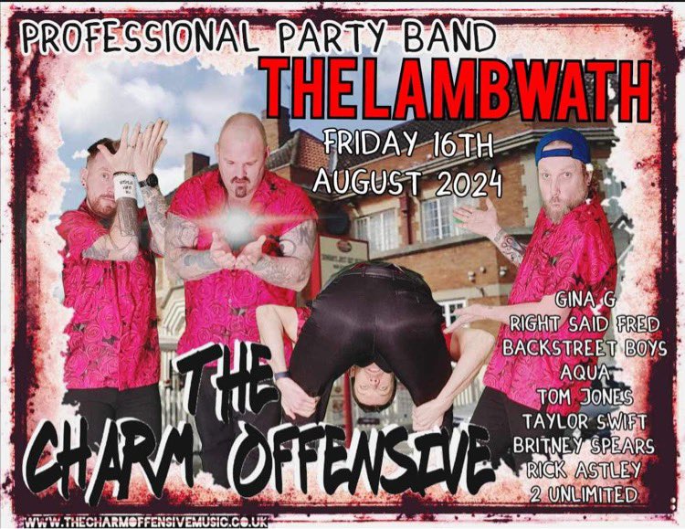 TCharmOffensive's tweet photo. Double the Offensive next weekend.
We’re unstoppable.

Find out fine backsides at The Lambwath, Hull on Friday (9pm) and The Pier Hotel, Withernsea on Saturday (4pm)

#partyband #professional #livemusic #liveband #popclassics #rocktwist #thecharmoffensive #silly #funny #fun https://t.co/reLEiFcSly