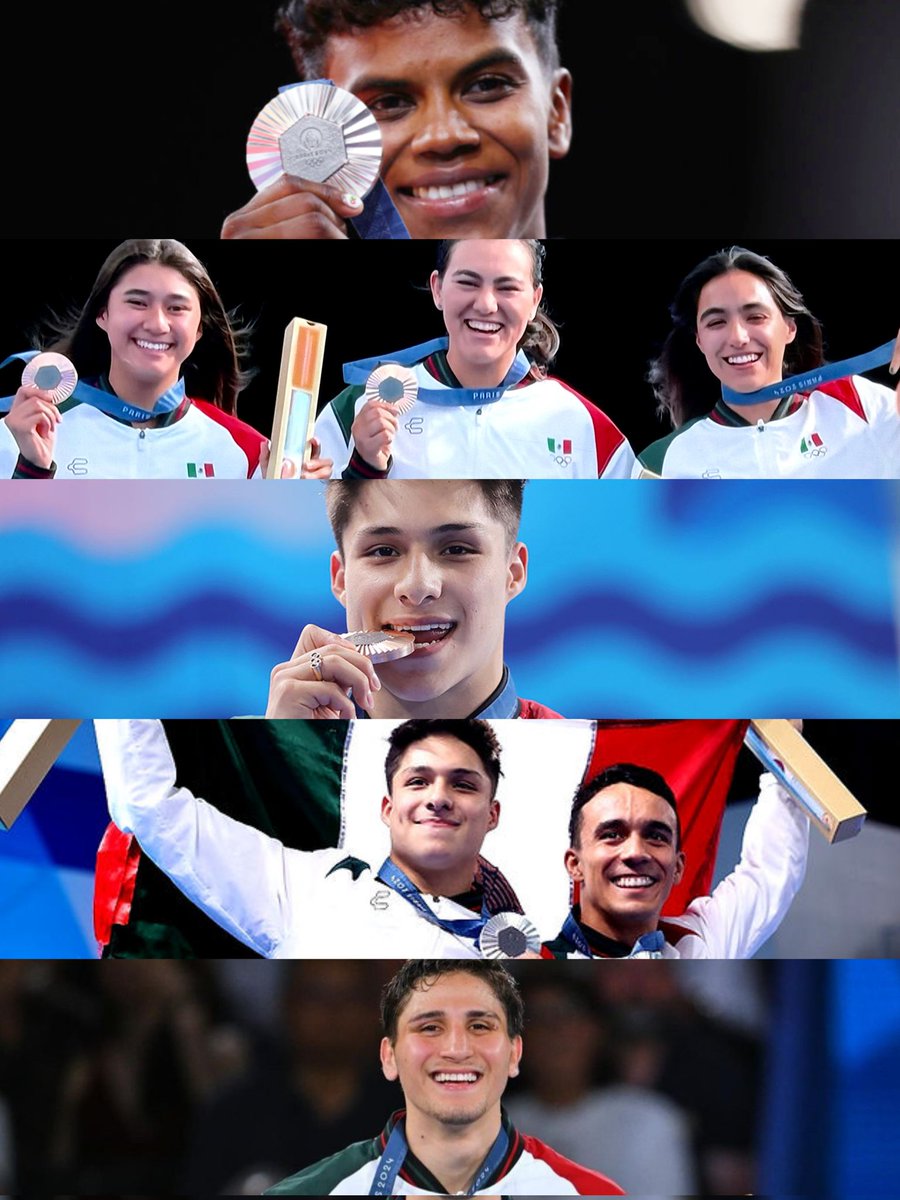 Gracias por estas alegrías ❤️
Prisca Awiti 🇲🇽 
Ángela Ruíz 🇲🇽 
Alejandra Valencia 🇲🇽 
Ana Vázquez 🇲🇽 
Osmar Olvera 🇲🇽 
Juan Celaya 🇲🇽
Marco Verde 🇲🇽 
Los medallistas mexicanos de #Paris2024