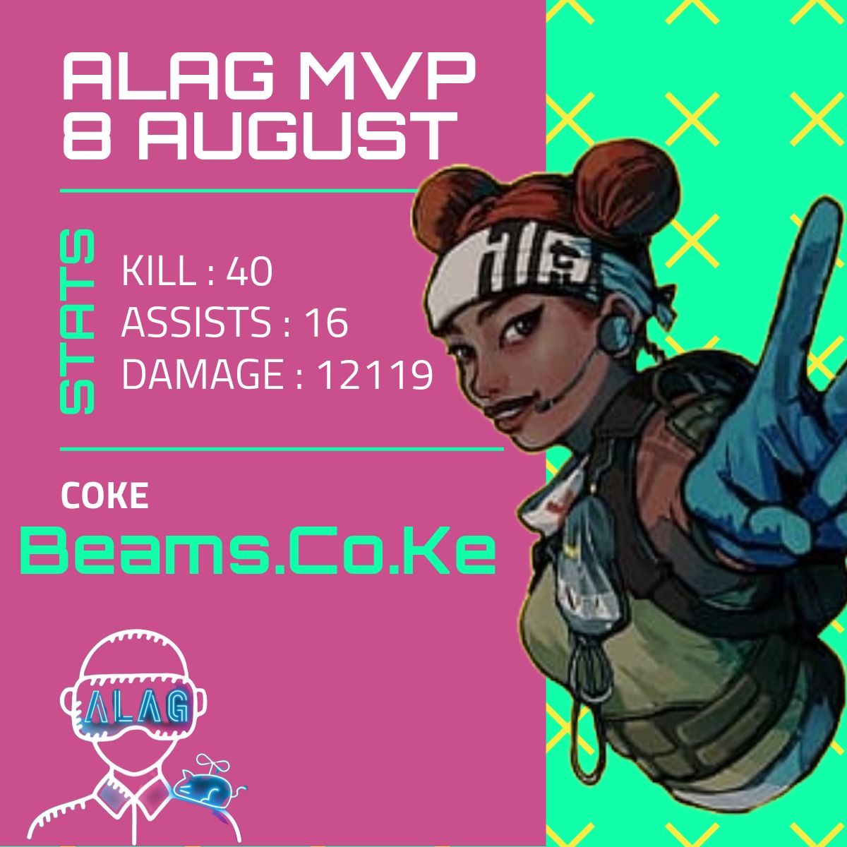 ALAG_Gaming's tweet photo. 🎉 Congratulations to beams https://t.co/wJa4cJioiz for being our @PlayApex MVP at the ALAG Cashless Cup! 🏆 You were absolutely amazing! 👏 #MVP #ALAGCashlessCup #Champions #BeamsCoKe
#alagwave #apexlegends #ea https://t.co/2YHhNRbDQp