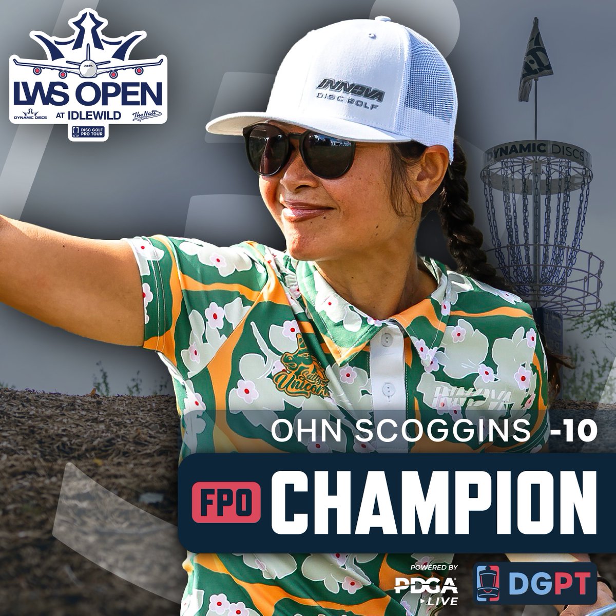 DiscGolfProTour's tweet photo. Ohn Scoggins is your 2024 LWS Open at Idlewild presented by @DynamicDiscs and @TheNatiDiscGolf FPO Champion! 🏆 https://t.co/jpUNFoGKH0