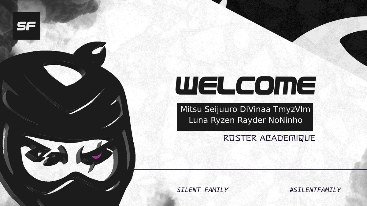 👩‍🎓WELCOME | #RainbowSixSiege 👨‍🎓

Voici le nouveau roster ACADÉMIQUE 🎓qui rejoint la famille :

👑<a href="/MitsuSilent/">Mitsu 🧸🎀</a> 
🥷<a href="/Seijuuro_/">Seijuro</a> 
🥷<a href="/ImperatriceYM_/">𝑰𝒎𝒑𝒆𝒓𝒂𝒕𝒓𝒊𝒄𝒆 🥀</a> 
🥷<a href="/titouu0d/">Timzz347🏆</a> 
🥷<a href="/LunaTvGaming/">LunaTvGaming</a> 
🥷<a href="/ryn_mllm/">Ryzenz2z</a> 
🥷<a href="/Rayder_r6s/">RayderYM</a> 
🥷<a href="/Noa10grz/">Noa Gorez</a> 

👨‍🏫<a href="/TxsmaPira/">Txsma🇲🇦🇫🇷</a> 

#SilentFamily