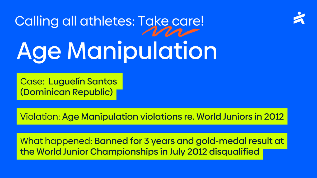 aiu_athletics's tweet photo. Luguelín Santos' case is a story of a present-day athletics star paying the price for old violations. We urge all young athletes to learn from this! Respect the rules, and protect your career, reputation, and rewards.👊
#CleanSport #AthleteEducation #FairPlay #AgeManipulation https://t.co/lTGvHt20rY