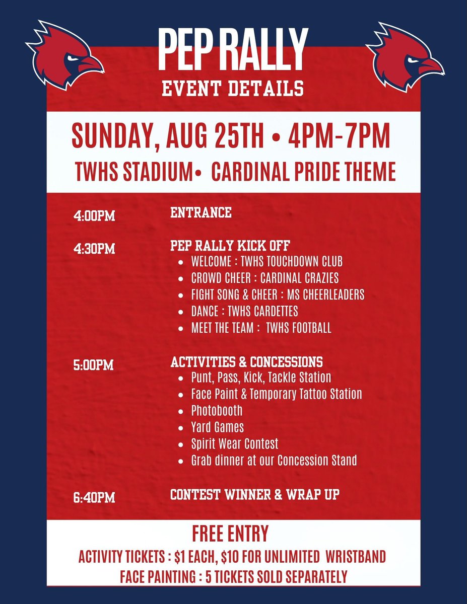 TWHSFootball's tweet photo. Come kickoff the fall season with us! https://t.co/wi9d40iKZw