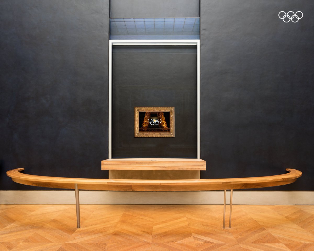 Olympics's tweet photo. You voted and we hung in The Louvre... 😉 

Check out 'Moon plays ball' in the virtual gallery of @museelouvre. 

The Olympic Games of #Paris2024 have made their mark in history, connecting the world for the joy of sport. https://t.co/tvs9XjlReA
