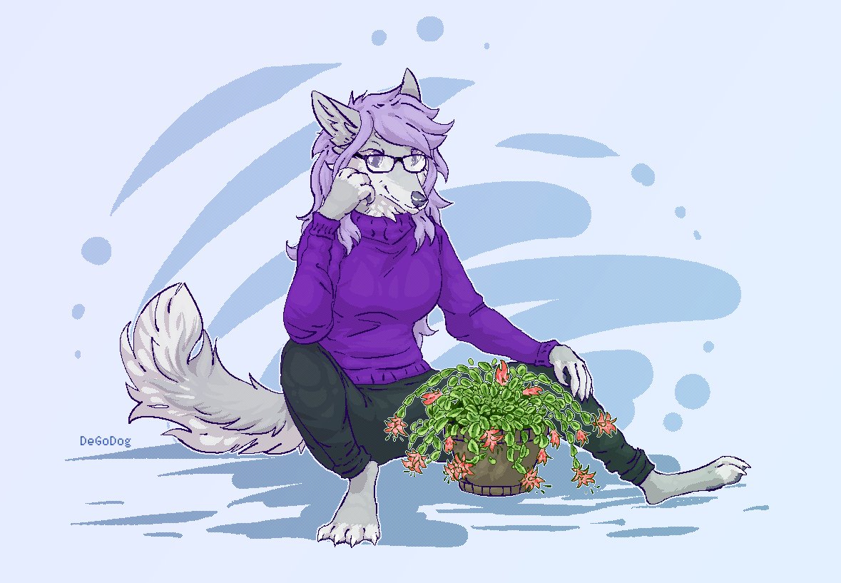 DeGoDog's tweet photo. flower friend [ych]  
for j-ayy-din [FA] 🌵
[19.12.23]  
#art #furryart #wolf #украрт https://t.co/N5c9vj6sdr