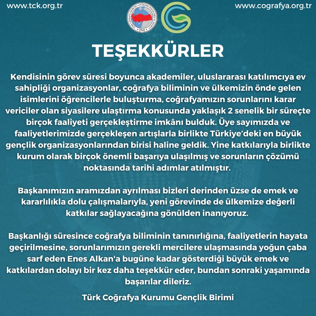 Türk Coğrafya Kurumu Gençlik Birimi tweet media