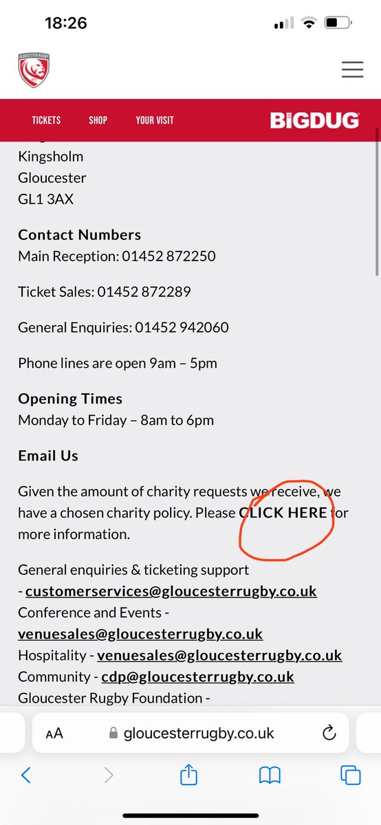 mrward85's tweet photo. @gloucesterrugby does this mean you don’t do charity requests? This is the outcome when clicking the link on your website: https://t.co/zfh2mT6tId