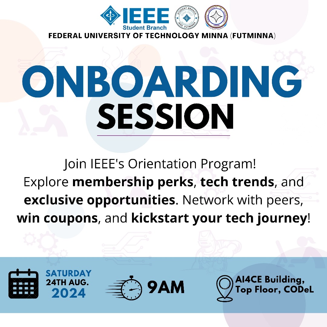 FUTMX_IEEE_SB's tweet photo. IEEE Futminna Student Branch.
⚡⚡⚡⚡⚡⚡⚡⚡⚡

Invites You to an Introductory/Onboarding Session on IEEE 🥳🥳🎉🎉

Date: 📅 24th of August, 2024.
Time: 🕰 9AM
Venue: 🏬 AI4CE - CODEL building 

Discover the Benefits of Joining IEEE https://t.co/a37aKaNoGU