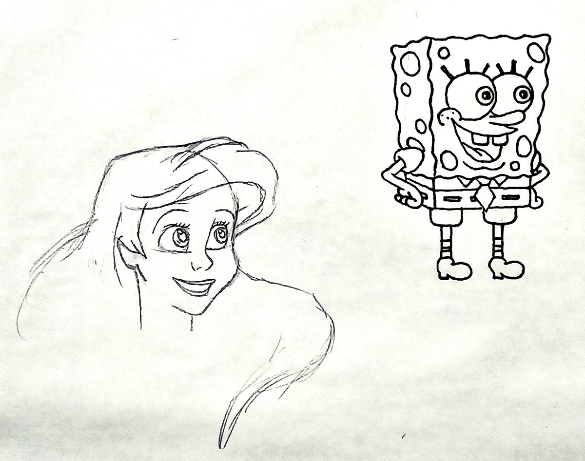 Bryan (@brybee_) on Twitter photo Despite struggling with imposter syndrome, which often holds me back from drawing as much as I should as an artist and animator, one night, I unexpectedly sketched SpongeBob and Ariel from memory with near-perfect accuracy and my ego became massive Despite struggling with imposter syndrome, which often holds me back from drawing as much as I should as an artist and animator, one night, I unexpectedly sketched SpongeBob and Ariel from memory with near-perfect accuracy and my ego became massive