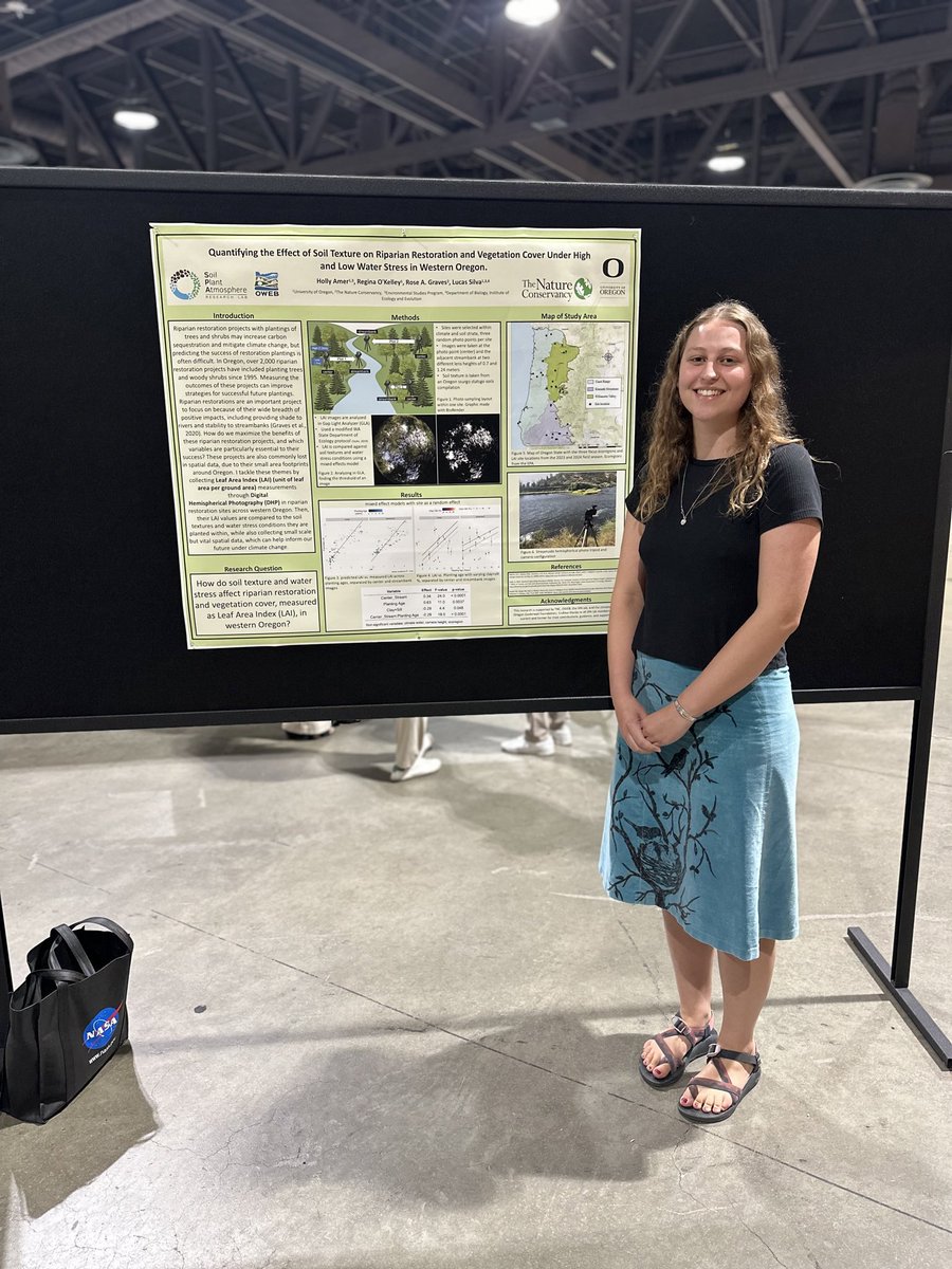 SPA_research's tweet photo. Holly Amer “Quantifying the effect of soil texture on riparian restoration and vegetation cover under high and low water stress” a collaboration between @uoregon &amp; @nature_org and land owners focusing on multiple benefits of #ecosystem #restoration 
https://t.co/QeMoGtXWUX https://t.co/vKEdYrf2Iu