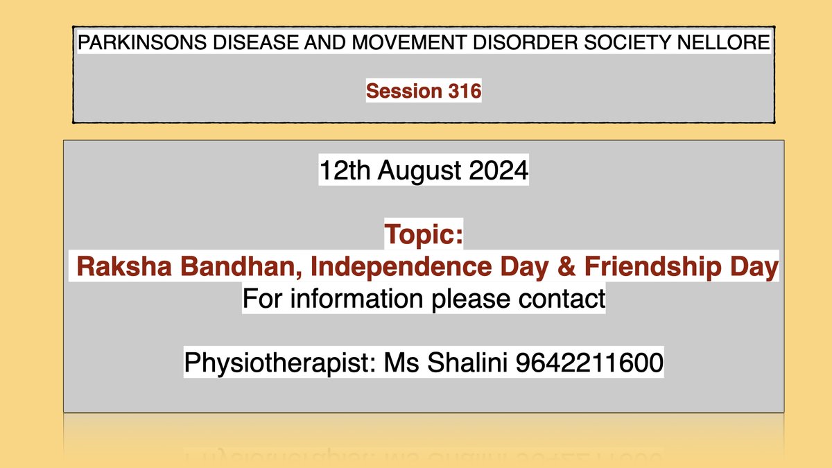 bindumenon2013's tweet photo. PARKINSON'S DISEASE AND MOVEMENT DISORDER SOCIETY NELLORE
Session 316
12th August 2024
Raksha Bandhan, Independence Day & Friendship Day
#drbindumenonfoundation
#neurologyonwheels
#PDMDS https://t.co/OvPQyy7Mxk