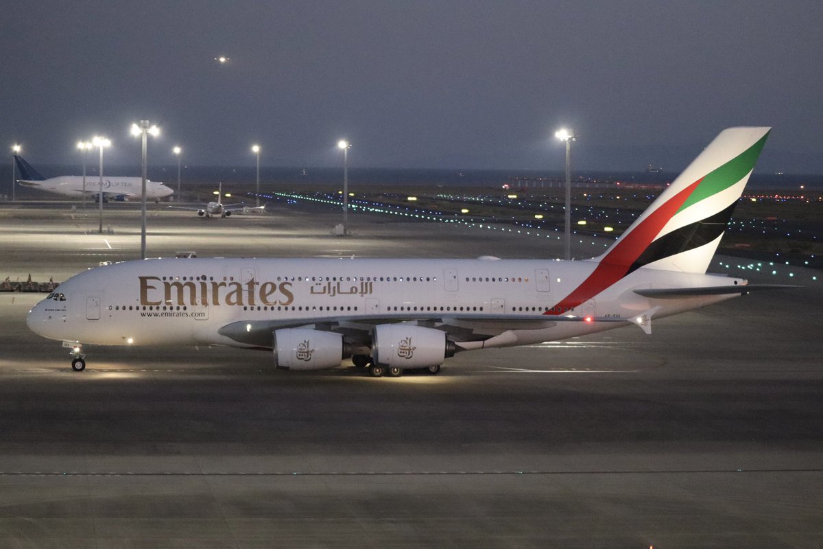 traveler_narrow's tweet image. Emirates 
Airbus A380-861(A6-EUI)/ Aug 11,2024
#RJGG #NGO #飛来機

成田空港のA滑走路閉鎖でセントレアにダイバートしたエミレーツのA380は約3時間のセントレア滞在を終え、成田へ向かいました。恐らく私がセントレアでA380を見れるのは最初で最後なので到着から出発まで撮影できて良かったです！