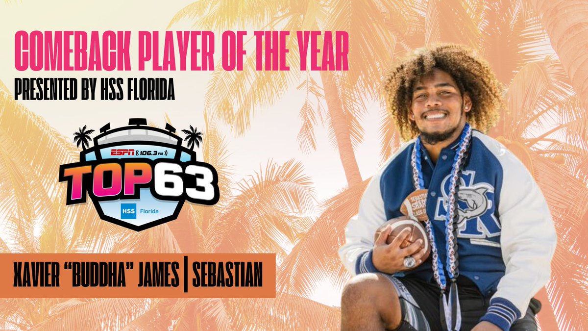 ESPN Top 63 (@espntop63) on Twitter photo .<a href="/Buddha_James33/">Xavier โBuddhaโ James</a> is your 2024 COMEBACK PLAYER OF THE YEAR! Presented by <a href="/HSpecialSurgery/">Hospital for Special Surgery (HSS)</a>.
<a href="/SRHS_SHARKS/">Sebastian River HS</a> | <a href="/SRHS_Football1/">SRHS SHARK FOOTBALL</a> .<a href="/Buddha_James33/">Xavier โBuddhaโ James</a> is your 2024 COMEBACK PLAYER OF THE YEAR! Presented by <a href="/HSpecialSurgery/">Hospital for Special Surgery (HSS)</a>.
<a href="/SRHS_SHARKS/">Sebastian River HS</a> | <a href="/SRHS_Football1/">SRHS SHARK FOOTBALL</a>