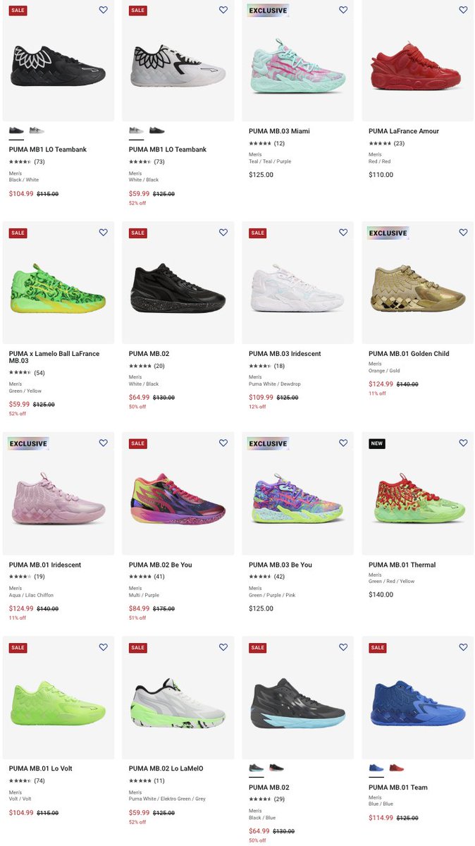 snkr_twitr's tweet photo. AD: LaMelo Ball x Puma MB styles as low as $47.99 w/code SPORT20 

Shop -> https://t.co/943Eh0jniA

25% off on $150+ w/code SPORT25 https://t.co/uYqxYaOxzX