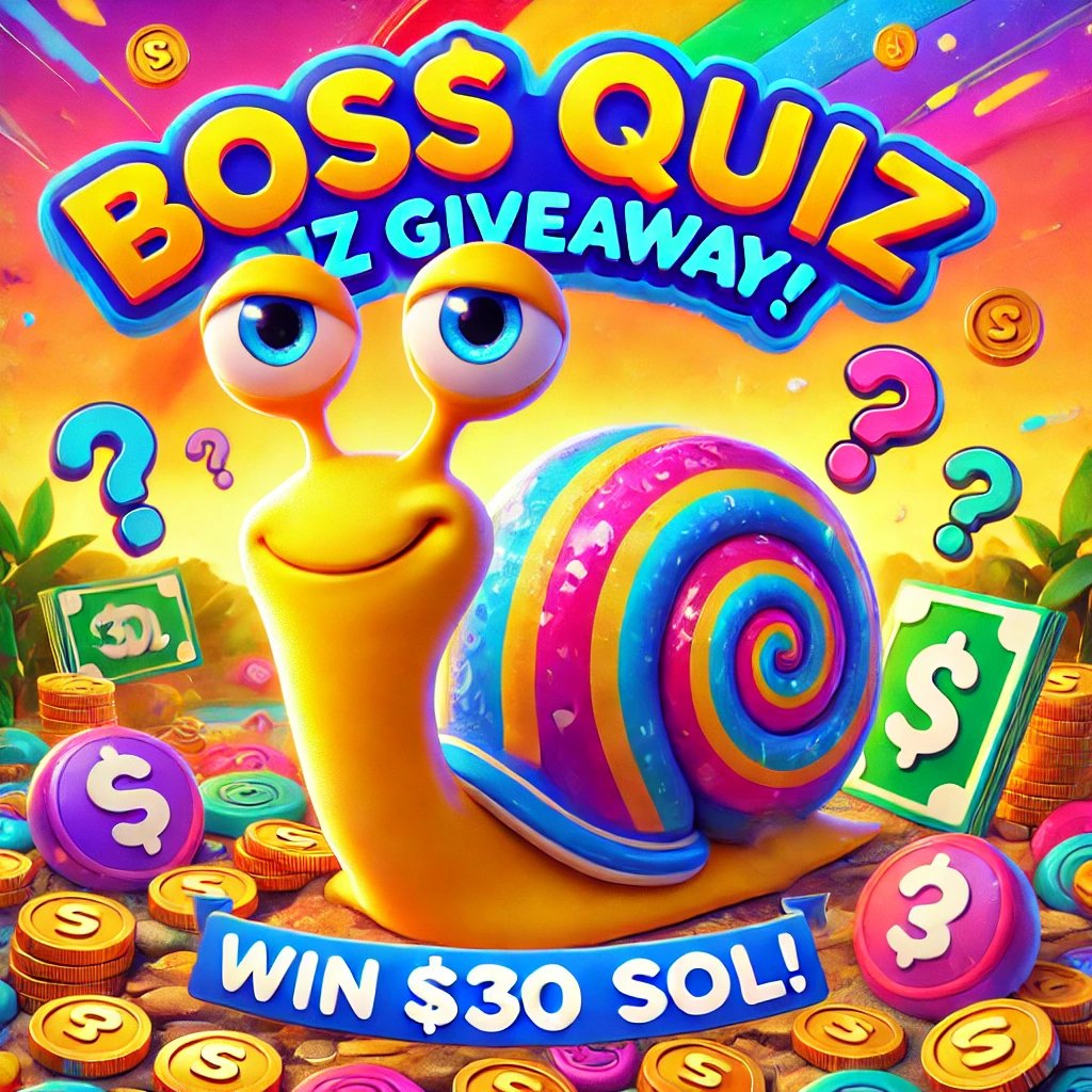 BookOfSnails's tweet photo. 🎉 BOSS Quiz Giveaway! 🎉  
We’re giving away $30 SOL to 3 lucky winners! 💰

Quiz No. 3  
How many BOSS points do you earn for referring a friend in Snail Combat Game?

How to Enter:
1. Comment your answer below.

2. Follow us on X.

3. Join our Telegram community
https://t.co/L75tYDNCX7

4. Like and Retweet this post.

5. Join our Tap game:
https://t.co/kGm6QOn04Z

Winners will be announced on August 11th, 2024. Don’t miss your chance to win! 🚀

#BOSSQuiz #CryptoGiveaway #BOSSCommunity #SOL