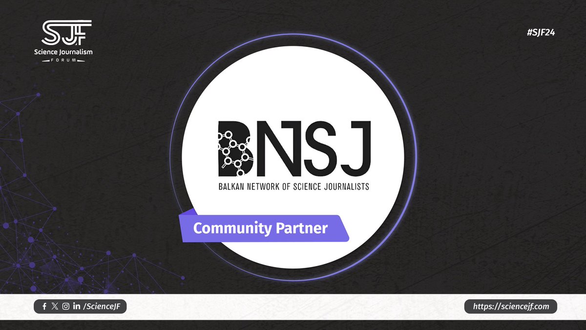Excited to announce that the <a href="/Balkan_Science/">BalkanScienceMedia</a> Science Journalists is one of our Community Partners for #SJF24.

The Balkan Network of Science Journalists is a group of science journalists, writers, and communicators from across Southeast Europe, interested in improving the quality