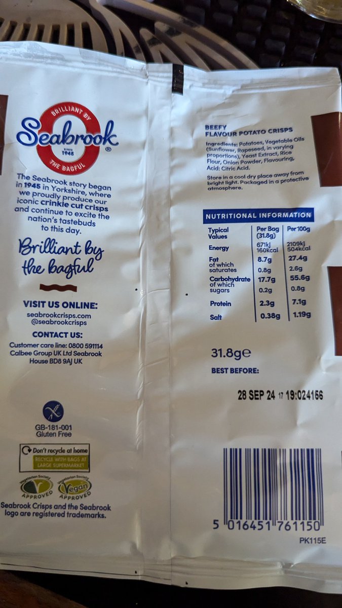 OttMandy's tweet photo. @SeabrookCrisps sad to say I just had the least benefits crisps I've ever experienced from you guys. 😞 https://t.co/z5YSeMfdsR
