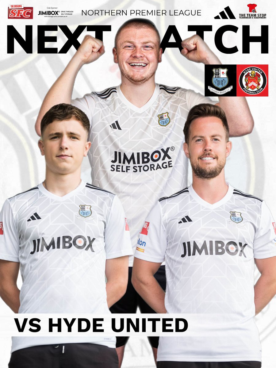 SB_FootbalMedia's tweet photo. NEXT MATCH: HYDE UNITED

It’s the first league game at the SFC Stadium as Bamber Bridge take on Hyde United this Tuesday, 7:45 Kick off https://t.co/O9E2gmpyRe