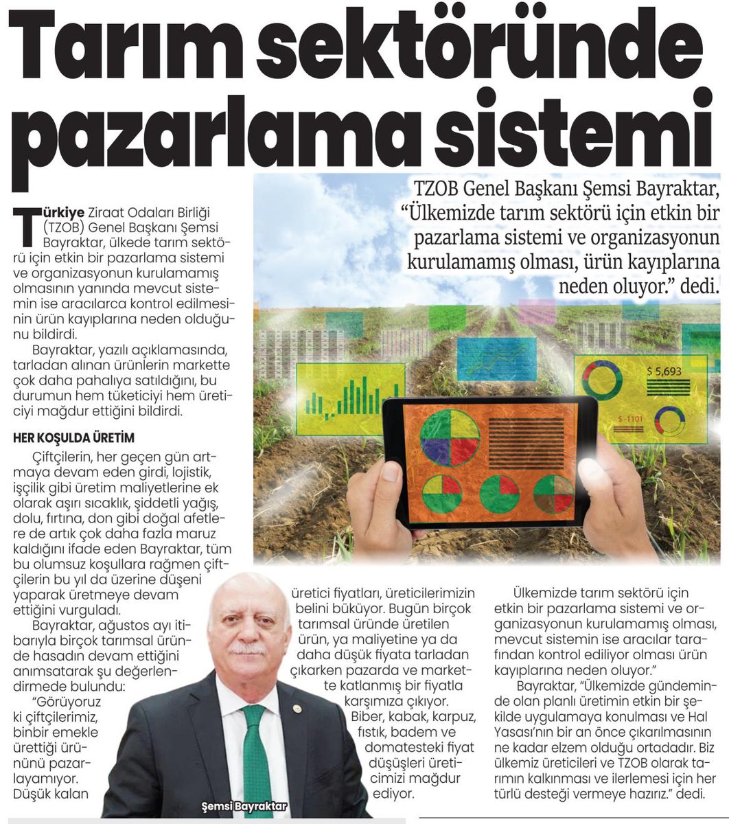 Biber, kabak, karpuz, fıstık, badem ve domatesteki fiyat düşüşleri ile pazarlama sorunlarını değerlendirdiğim basın açıklaması gazetelerde geniş yer aldı.