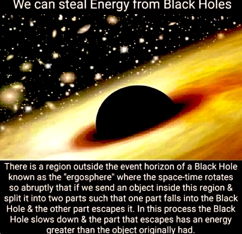 Viktor06Zarakov's tweet photo. #COSMIC POWER PLAY! 🌌
Did you know that scientists propose we can harness energy from #blackholes? The #ergosphere - a region where #gravity is so strong, it can extract #energy ! 💥We could tap into this energy using #Penrose process! 🤯 #Follow for more!! https://t.co/xDP1ZyS1ad