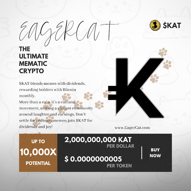 Eager_Cat's tweet photo. Don't miss out on the most promising project on #BSC:

$KAT - The Ultimate Mematic CryptoCurrency | #EagerCat

CA : 0xd3975dc2dd5252f2e07c154ca0be5e3e92057fe9