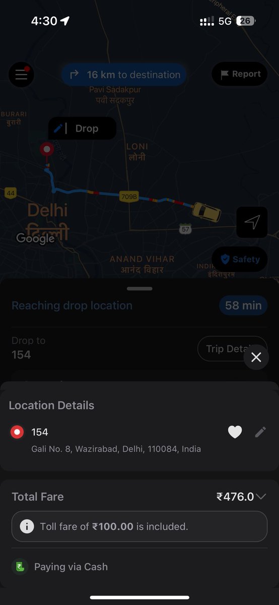 pathakshreesh's tweet photo. @rapidobikeapp this is pathetic service. Booked a cap and he asked an extra toll charges which were already included in fare and when i conveyed he told me to drop before my destination. Screenshot attached. Total cash given 600 and amount was only 476. Look into this and refund. https://t.co/BsYO7sxX1M