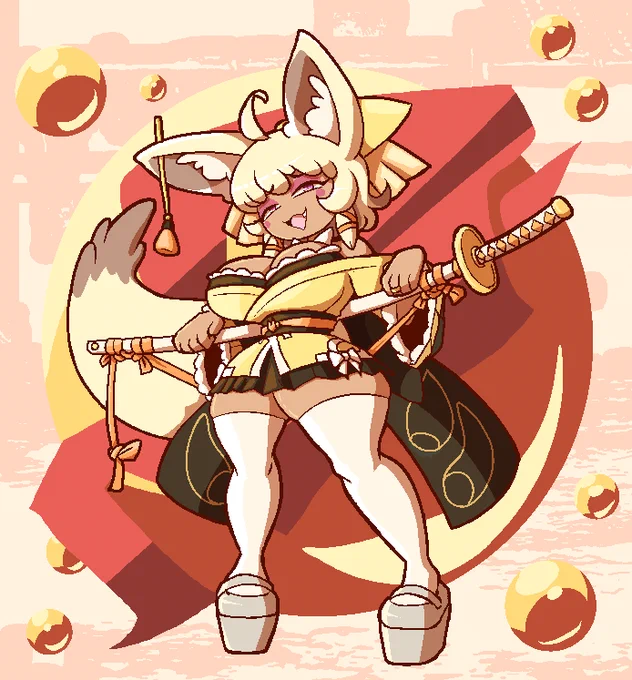 Deltia dressed as Tamamo Aria from Fate Samurai Remnant 
