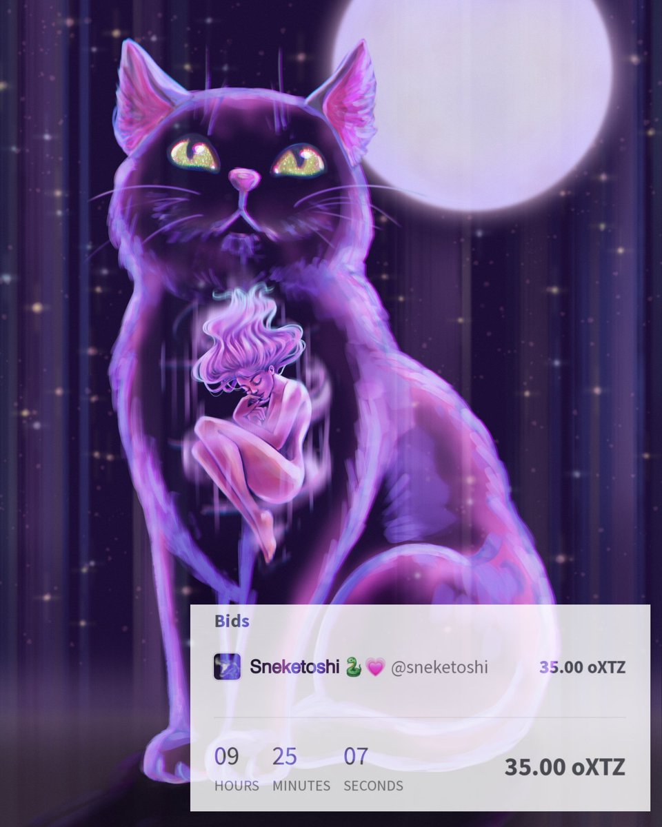 Uniqiana's tweet image. GM! ☕️☀️
Happy Sunday! 🌺🍀😊💜

Auction is live for "A Cat Dream"! ✨️🐈‍⬛️