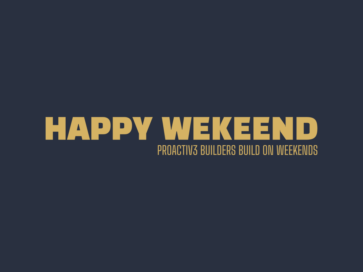 Happy weekend Web3 🌄

Did you know that PROACTIV3 Builders never rests on weekends?

So if you need a team of moderators, collab managers, KOLs, and Ambassadors? 

DMs are always open and hit us up, let's discuss about how we build your project to success 🫡