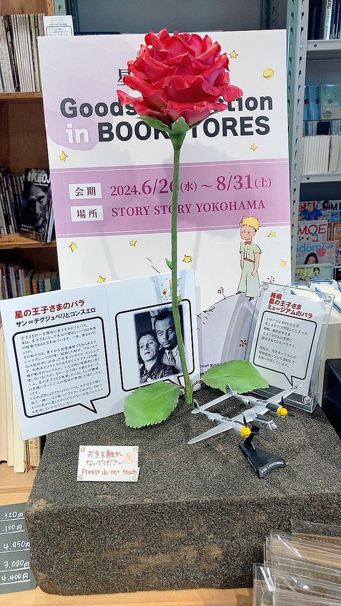 Se2na_V's tweet photo. STORY STORY YOKOHAMA
#星の王子さま ポップアップストアに行ってきました!
星の王子さま専門の移動書店
#LibrairieB612 様は普段は移動しながら展開していますが、8/31までこちらでも
グッズや書籍等星の王子さまに関するものが沢山揃っています🌹
香港のアーティストSteven Choi様による星の王子さまのフィギュアもあります。
私はコレをGETしに行ったと言っても過言ではない!日本初上陸ありがたい🙏
店頭には星の王子さまミュージアムに居たバラや、お店側が御用意したミニカングーや、サン・テグジュペリの飛行機の模型もあったよ夢のような空間*⋆✈︎
気になる方は是非『8/31』までに見に行こう!STORYSTORYさんの店内も私の好みドンピシャでしたわよ✨
※店員さんにSNS掲載許可頂いております
#LePetitPrince