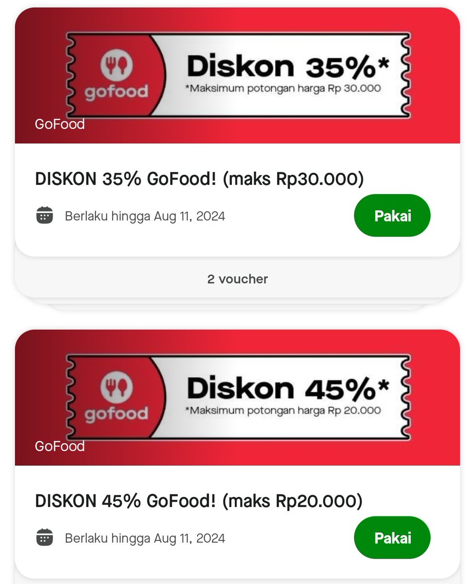 90cosmixcs's tweet photo. WTS voucher GOFOOD 
◇Diskon 45% max 20k (minbel 20k)
◇Diskon 30% max 45k (minbel 120k)
◇Diskon 35% max 30k (minbel 70k)

✅gf+ 
✅payment avail : gopay/dana/spay/QRIS
✅️chat https://t.co/mSOaonOUFF

fee 4k/vc
t. vc voc voucher promo gofood #zonauang #zonaba #zonajajan https://t.co/SIADMD3Wrp