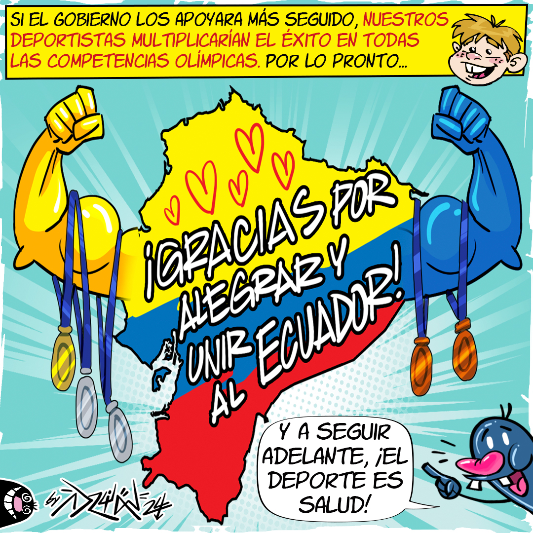 DiarioExtraEc's tweet photo. #OPINIÓN 💬 | Compartimos la caricatura '¡APLAUSOS PARA LOS VALIENTES DEPORTISTAS ECUATORIANOS QUE TRIUNFARON EN PARÍS!', del 11 de agosto de 2024, realizada por Adrián Peñaherrera.

#OLIMPIADAS #PARÍS #DELEGACIÓN #ECUATORIANA #MEDALLAS #GANADAS
Leer menos https://t.co/ROgH04MT8T