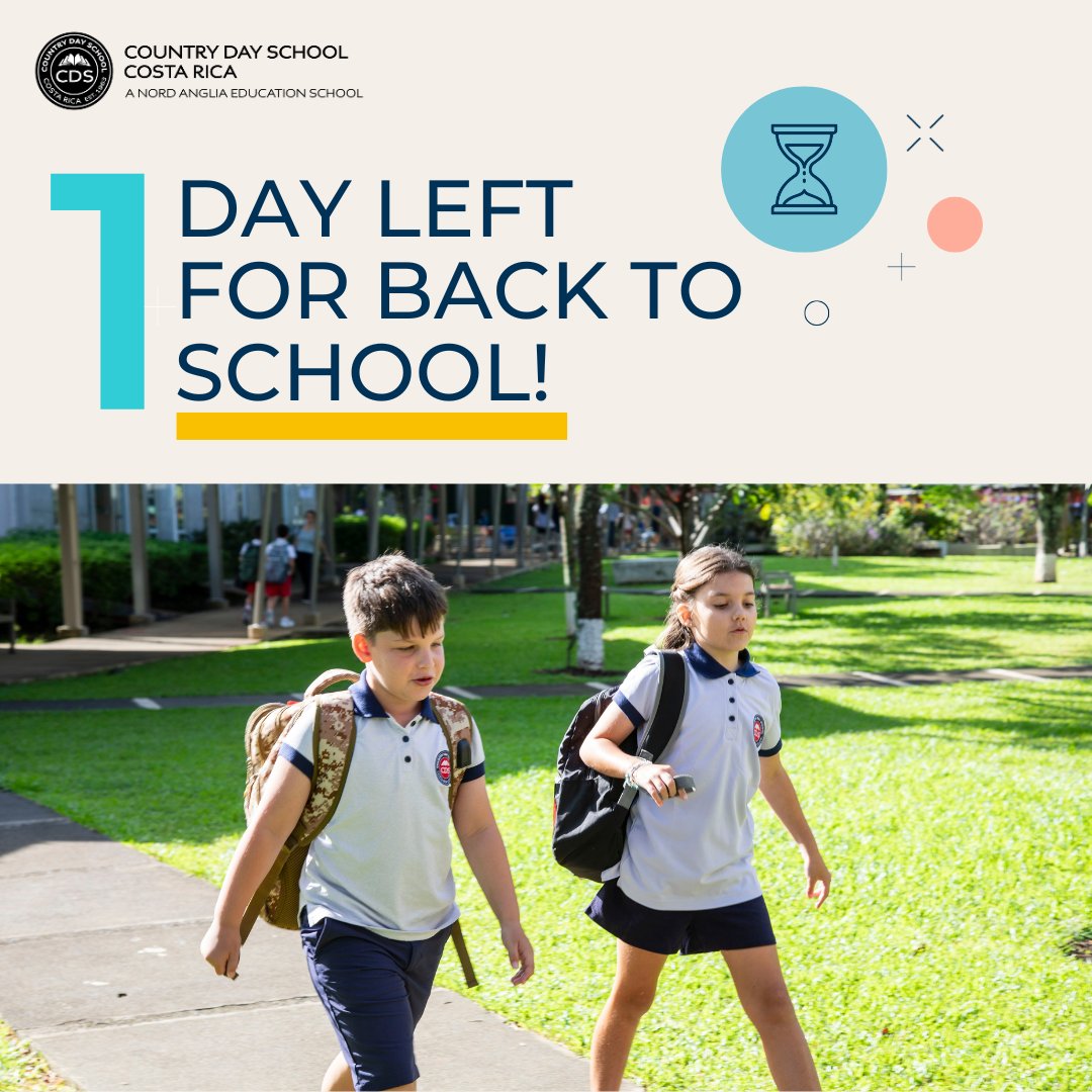 CountryDayCR's tweet image. 🏫 1 Day Left! 🏫
Just one more day until we’re back together! We’re so excited to see all your smiling faces and kick off an unforgettable year!
#CountryDayCR #NordAngliaEducation #BackToSchool